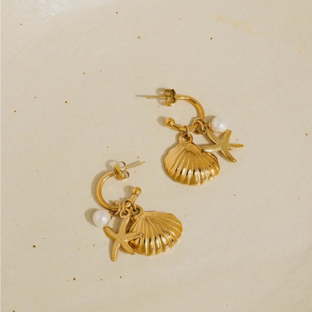 18 karat gold plated beach girl earrings